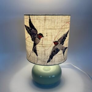 Two Swallows, One Thread — Hand-Painted Bedside Lamp Pair